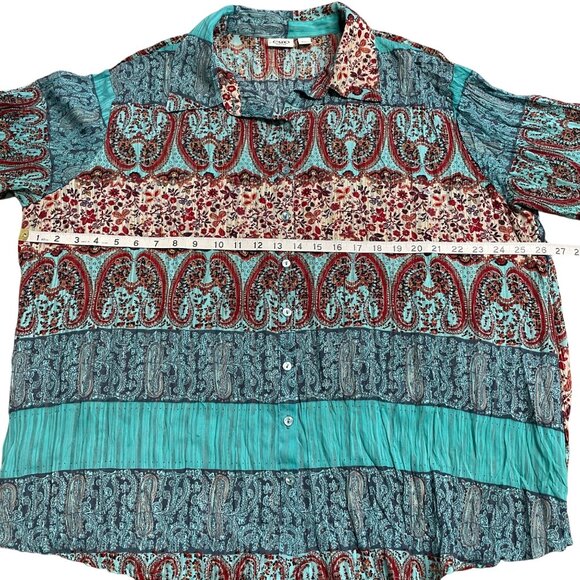 CATO BLOUSE COLORFUL PAISLEY FLORAL LIGHTWEIGHT BUTTON UP SIZE 18/20W ARTSY BOHO - Picture 4 of 6